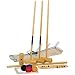 19 PIECE WOODEN GARDEN CROQUET SET CLUBS BALLS HOOPS