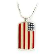 Rhodium Plated Brass Necklaces with Epoxy, 16 Inches - American Flag Rhodium Plated Brass Necklaces with Epoxy, 16 Inches - American Flag
