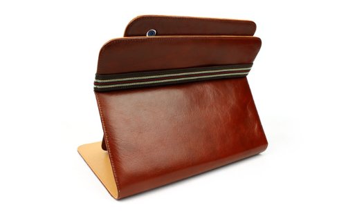 100% Genuine Leather Case for iPad 2 with 360 degree rotating stand allows for various viewing angles & positions.