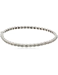 Elegant Marcasite and Sterling Silver Clasp Bangle Bracelet, 7.5"