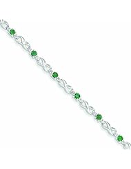 1.3 Carat 14K White Gold w/ Diamond and Emerald Gemstone Bracelet