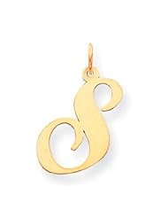 14k Yellow Gold Medium Fancy Script Initial S Letter Charm YC652S