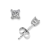 .50 Ct Princess Cut C.Z. Diamond Stud Earrings Bridal Silver Jewelry