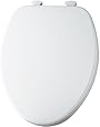 Church 585 White elongated closed front wood toilet seat with cover and Easy Clean Hinges