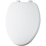 Church 585 White elongated closed front wood toilet seat with cover and Easy Clean Hinges