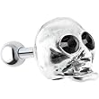 Sterling Silver 925 Jet Cubic Zirconia Skull Cartilage Earring