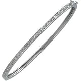 14K White Gold Diamond Fashion Bangle Bracelet