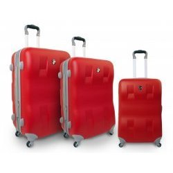 Heys USA Eco Case Recycled Plastic Luggage - Set of 3 - Red - D240-Red (Red) (30"H x 20"W x 13"D)