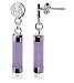 Sterling Silver Purple Jade Post 1" Long Dangle Earrings