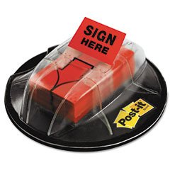 Post-it Message Flags, "Sign Here", 1 inch, Red, One Dispenser of 200 Flags
