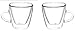 GROSCHE Turin Double Wall Glass Espresso Cups WITH HANDLES - Insulated Glass Cappucino Mugs - Clear Mug - Double Walled Latte Cup - Espresso Mugs (2.35 fl oz - Set of 2)
