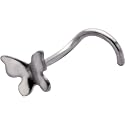 Sterling Silver 3D Butterfly Nose Ring Twist .925