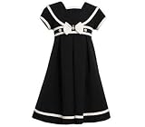 Bonnie Jean Girls 2-6X Nautical Flare Dress with Ribbon Trim, Navy, 4