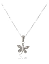 10k Gold Dragonfly Pendant with Diamond Accent