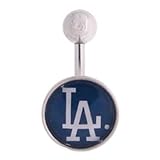 Los Angeles Dodgers "LA" 316L Stainless Steel Belly Ring - 14G - 3/8 Inch Bar Length - Sold Individually