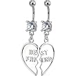 TWO Piece Set BEST FRIEND Dangle Belly Rings