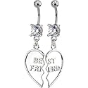 TWO Piece Set BEST FRIEND Dangle Belly Rings