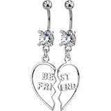 TWO Piece Set BEST FRIEND Dangle Belly Rings