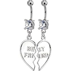 TWO Piece Set BEST FRIEND Dangle Belly Rings