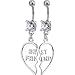 TWO Piece Set BEST FRIEND Dangle Belly Rings