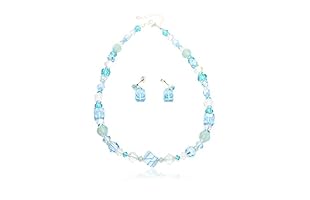 Laura Bruni Conjunto de cadena y pendientes  Azul Claro