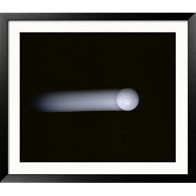 A Golf Ball Traveling at High Speed Framed Photographic Poster Print, 41x36
