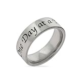 Eve's Addiction One Day At A Time Stainless Steel Message Ring