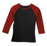 NEW District Threads - Ladies 3/4 Sleeve Raglan Tee Black/Red-2X