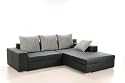 Ecksofa Fremont, Wohnlandschaft mit Schlaffunktion, Schenkel rechts oder links montierbar, Federkern, Kunstleder/Webstoff schwarz