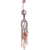 Copper Tone VINTAGE Fresh Water PEARL OPAL Dangle Belly Ring