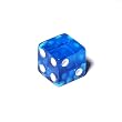 16mm d6 Blue Translucent Square Edge Dice with "Blank 1 Pip"