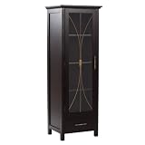 Elite Home Fashions Barrington Collection Bathroom Linen Tower with 1 Door and 1 Drawer, Dark Espresso