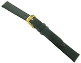 12mm Di-Model Flat Genuine Calfskin Leather Dark Green Waterproof Watch Band Regular Napa Wapro