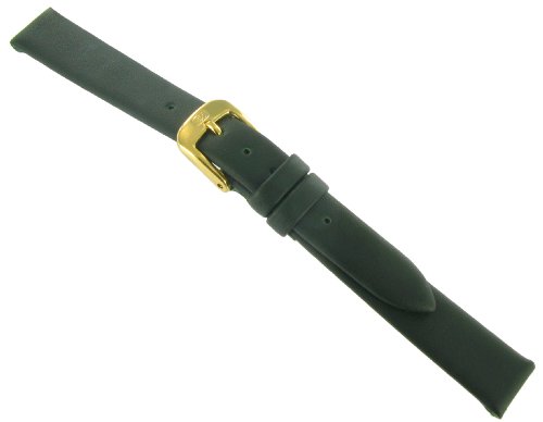 12mm Di-Model Flat Genuine Calfskin Leather Dark Green Waterproof Watch Band Regular Napa Wapro