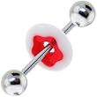 Red Flower Lifesaver Barbell Tongue Ring