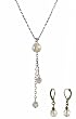 Necklace - N461 - Faceted Fire Polished Crystal Glass Balls Hung on Antique Gold Tone Necklace - 16" + 1" Extension + Matching Earrings