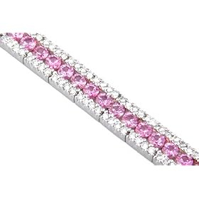 14KT White Gold 6.40cttw. Pink Sapphire and Diamond Bracelet by Jewelry Pot