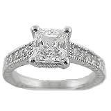 1.20ct. 14K. White Gold Certified Princess Cut Diamond Solitaire Engagement Ring