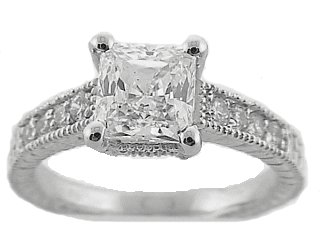1.20ct. 14K. White Gold Certified Princess Cut Diamond Solitaire Engagement Ring