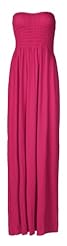 Strapless Bandeau Neck Shirred Stretchy Elastane/Jersey/Viscose Maxi Dress 
