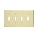 Leviton 80512-I 4-Gang Toggle Device Switch Wallplate, Midway Size, Thermoset, Ivory