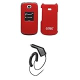 EMPIRE Red Rubberized Hard Case Cover + Car Charger (CLA) for T-Mobile Sams ....