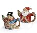 Set Of 2 Delightful Snowman And Santa Teapots Great For Teapot Collectors And Holiday Decor
