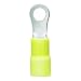 Panduit PV10-14RX-L Ring Terminal, Vinyl Expanded Insulation, 12 - 10 AWG Wire Range, 1/4" Stud Size, Yellow, 0.04" Stock Thickness, 0.250" Max Insulation, 0.52" Terminal Width, 1.29" Terminal Length, 0.39" Center Hole Diameter (Pack of 50)
