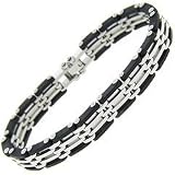 stainless Steel with Black Rubber Outline Men's Bracelet