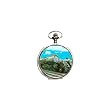 Pocket Watch - Silver -Toned Locomotive Train Pocket Watch with 14" Clip on Chain