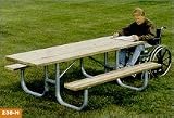 8' Wheelchair Accessible Extra Heavy Duty All Welded Picnic Table With Top of Aluminum Planks