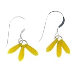 Anna Perrone Yellow 3-Dagger Glass Bead Earrings Finished with .925 Sterling Silver