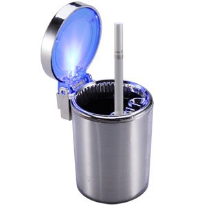 Cendrier Bleu LED Clignotant Portable Cigarette Silver Support Voiture