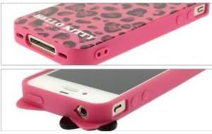 Deco Fairy Kitty Cat Leopard & bow case for Apple Iphone 4 4gs - Hot Pink